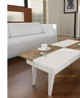 Konferenční stoly  Konferenční stolek CASTRUM 30x90 cm bílá/hnědá 