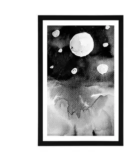 Černobílé Plakát s paspartou noční obloha