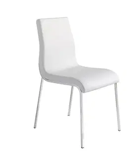 Luxusní jídelní židle Estila Moderní kožená jídelní židle Urbano z eko-kůže bílá 87cm