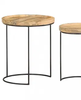 Konferenční stolky Odkládací stolek 2 ks dřevo / kov Dekorhome Akácie