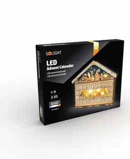 LED osvětlení na baterie Solight LED adventní kalendář - horská chata, 10x LED, 50x40cm, 2x AA 1V258