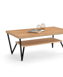 Designové a luxusní konferenční stolky Estila Luxusní moderní konferenční stolek Estoril z masivního dřeva s kovovými nohami 120cm