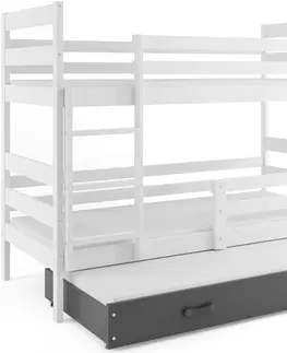 Postele BMS Dětská patrová postel s přistýlkou Eryk 3 | bílá Barva: bílá / šedá, Rozměr: 190 x 80 cm