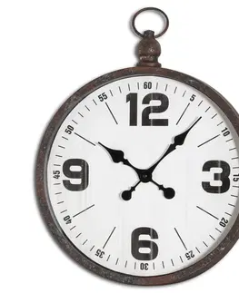 Stylové a designové hodiny Estila Retro designové kulaté nástěnné hodiny Nomad s černým rámem z kovu 49cm