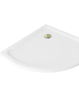 Sprchové vaničky Sprchová vanička MEXEN FLAT se zlatým sifonem 90 x 90 cm bílá