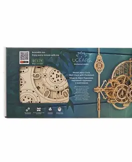 Dřevěné hračky Ugears 3D dřevěné mechanické puzzle Nástěnné hodiny Aero