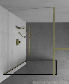 Sprchové zástěny MEXEN/S Kioto Sprchová zástěna Walk-in 160 x 100 cm, černý vzor, zlatá 800-160-202-50-70-100