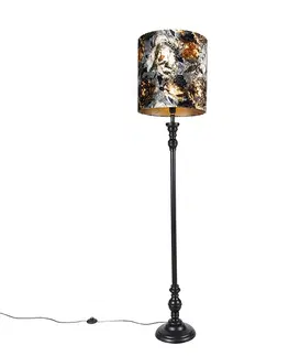 Stojaci lampy Stojací lampa černá s odstínem květu 40 cm - Classico