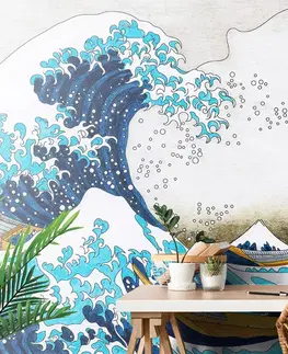 Tapety s imitací maleb Tapeta reprodukce Velká vlna z Kanagawa - Kacušika Hokusai
