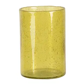 Svícny Žlutý skleněný svícen na čajovou svíčku - 15*10 cm Clayre & Eef 6GL3026GR