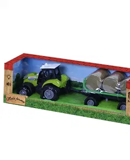 Hračky RAPPA - Traktor se zvukem a světlem s vlečkou a balíky slámy