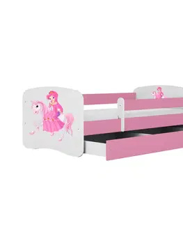 Dětské postýlky Kocot kids Dětská postel Babydreams princezna na koni růžová, varianta 80x180, bez šuplíků, bez matrace
