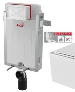 Záchody ALCADRAIN Renovmodul předstěnový instalační systém bez tlačítka + WC INVENA FLORINA WITH SOFT, včetně soft/close sedátka AM115/1000 X FL1
