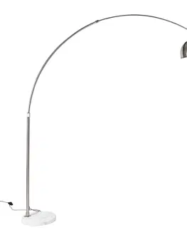 Obloukove lampy Oblouková lampa z oceli s nastavitelnou základnou z bílého mramoru - XXL