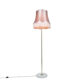 Stojaci lampy Retro stojací lampa mosaz s odstínem Granny růžová 45 cm - Kaso