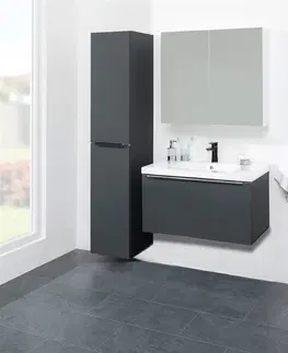Koupelnový nábytek MEREO Mailo, koupelnová skříňka s umyvadlem z litého mramoru 101 cm, antracit, chrom madlo CN537M
