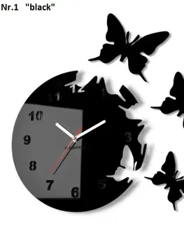 Nástěnné hodiny Nalepovací hodiny na zeď s motivem motýlů