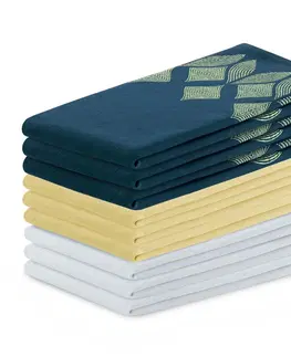 Utěrky AmeliaHome Sada kuchyňských ručníků Letty Stamp - 9 ks modrá/žlutá, velikost 50x70