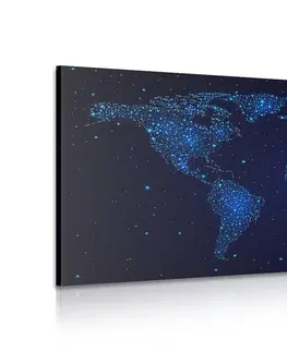 Obrazy mapy Obraz mapa světa s noční oblohou