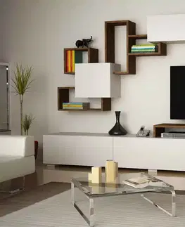 TV stolky Sofahouse Designová TV sestava Ikaia ořech bílý