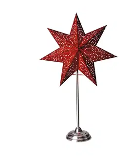 Vánoční světelná hvězda STAR TRADING Stojací hvězda Antique, kov/papír, červená