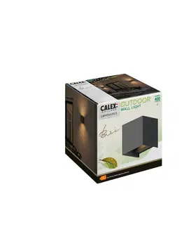 Venkovní nástěnná svítidla Calex Venkovní nástěnné svítidlo Calex LED Cube, nahoru/dolů, výška 10 cm, černé