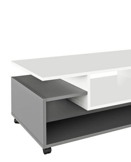 Konferenční stolky Konferenční stolek LENYSEK na kolečkách, bílá/grafit