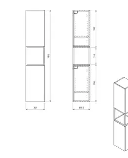 Koupelnový nábytek SAPHO SKARA skříňka 35x171x32cm, 2x dvířka, levá/pravá, černá mat/dub Collingwood CG010-1919