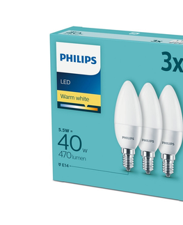 LED osvětlení Philips Sada 3x LED Žárovka Philips E14/5,5W/230V 2700K 