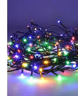 Vánoční osvětlení  LED venkovní vánoční řetěz, 100 LED, 10m, přívod 3m, 8 funkcí, časovač, IP44, vícebarevný  1V101-M-1