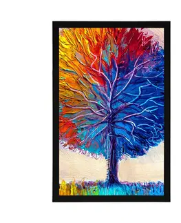 Příroda Plakát barevný akvarelový strom