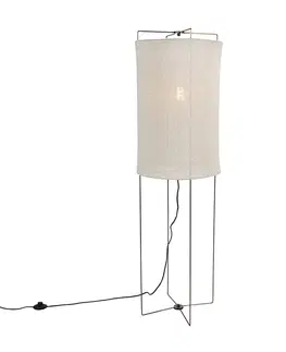 Stojaci lampy Designová stojací lampa béžové lněné odstín - Rich