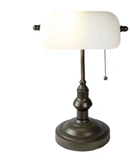 Lampy Kovová stolní lampa s bílým stínidlem Michel - Ø 27*40 cm E27/max 1*60W Clayre & Eef 5LL-5125W