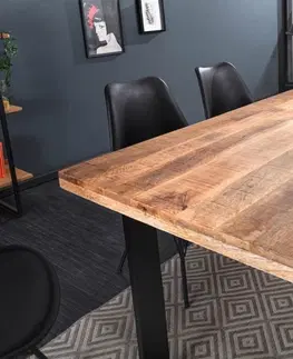 Designové a luxusní jídelní stoly Estila Industriální jídelní stůl Steele Craft z mangového masivního dřeva s kovovými nohami 120cm