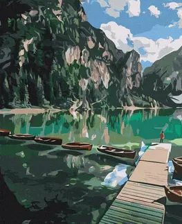 Příroda Malování podle čísel jezero v obklopení Dolomit