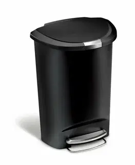 Odpadkové koše Pedálový odpadkový koš Simplehuman – 50 l, půlkulatý, plast, černý