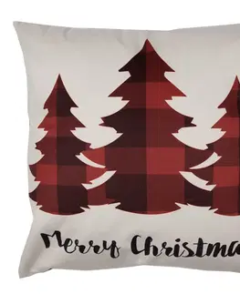 Dekorační polštáře Béžový povlak na polštář se stromky Merry Christmas - 45*45 cm Clayre & Eef TX24