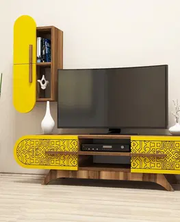 Televizní stolky Televizní stolek DEFNE ořech žlutá