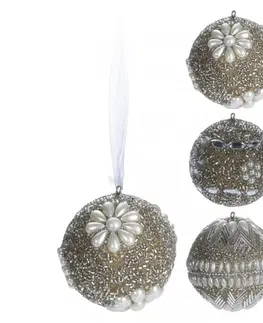 Vánoční dekorace PROHOME - Koule vánoční stříbrná 7cm různé motivy
