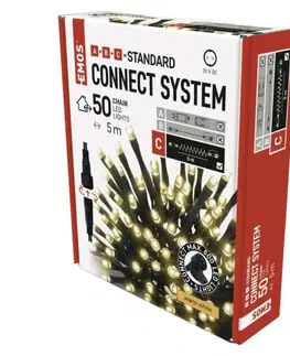 LED řetězy EMOS Standard LED spojovací vánoční řetěz, 5 m, venkovní i vnitřní, teplá bílá D1AW02
