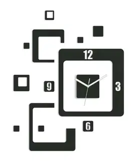 Nalepovací hodiny ModernClock 3D nalepovací hodiny Trio Quadrat wenge