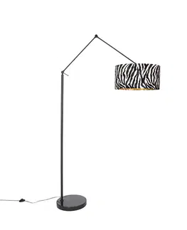 Stojaci lampy Moderní stojací lampa černé stínidlo zebra design 50 cm - Editor