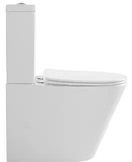 Záchody SAPHO PACO WC kombi, Rimless, spodní/zadní odpad, bílá PC1012WR