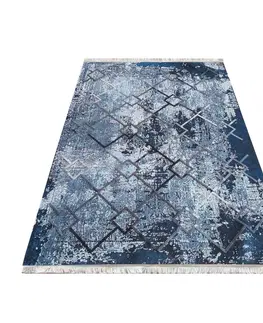 Skandinávské koberce Fenomenální modrý vzorovaný koberec ve skandinávském stylu Šířka: 80 cm | Délka: 150 cm