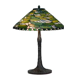 Svítidla Zelená stolní lampa Tiffany Carina - Ø 51x75 cm E27/max 2x60W Clayre & Eef 5LL-6352