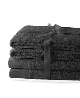 Ručníky Sada ručníků AmeliaHome Amary tmavě šedých, velikost 2*70x140+4*50x100