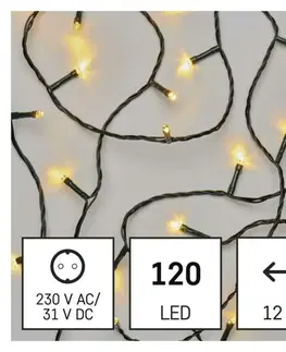 LED řetězy EMOS LED vánoční řetěz zelený, 12 m, venkovní i vnitřní, teplá bílá D4AW09