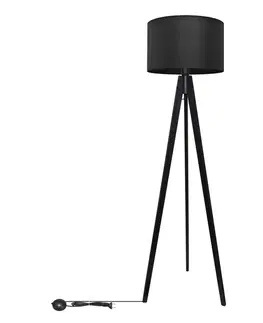 Lampy  Stojací lampa ALBA 1xE27/60W/230V černá/borovice 