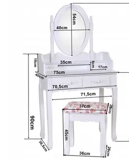 Toaletní stolky Kvalitní toaletní stolek se židlí v šedé barvě