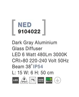 Stojací svítidla NOVA LUCE venkovní sloupkové svítidlo NED tmavě šedý hliník skleněný difuzor LED 6W 3000K 220-240V 38st. IP54 9104022